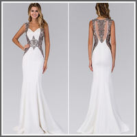 Ivory Beaded Illusion Gown GL1347