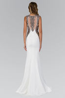 Ivory Beaded Illusion Gown GL1347