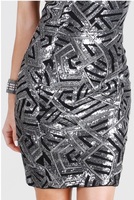Black & Silver Sequined Dress N28
