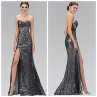 Ruched Sequined Gown, GL102
