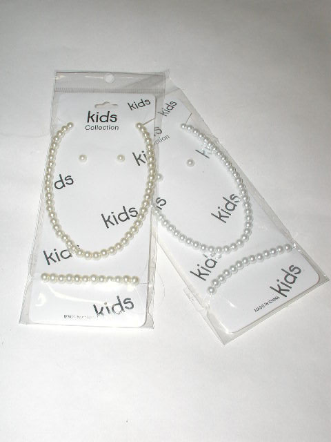 Children Pearl Necklace Set