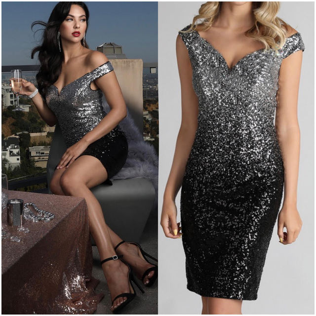 Ombre Sequin Cocktail Dress, N921