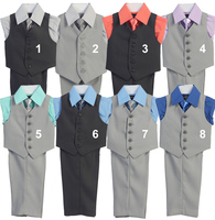 Boys Grey Vest Sets, V105